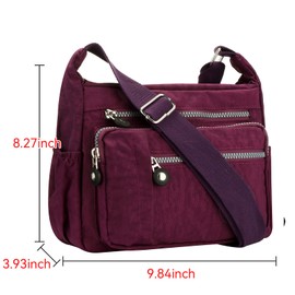 Womens Multi Pocket Casual Cross Body Bag Travel Bag Messenger Handbag for Shopping Hiking Daily Use (Purple)(Size: One Size)