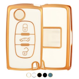 OFF WE GO OFF WE GO Autoschlssel Hlle Schlsselhlle Cover fr Peugeot 107 207 307 407 607 208 308 408 Schlsselcover Schlsselbox fr Citroen C2 C3 C4 C5 C6 C8 C-Triomphe Schlssel Schutz Geh?use, Wei? Gold