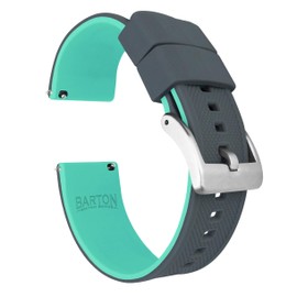 BARTON WATCH BANDS 20mm Smoke Grey/Mint - Elite Silicone Watch Bands - Quick Release - Choose Strap Color & Width