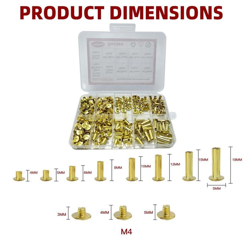 ASLLRISONY 110 Sets Chicago Screws Assorted Kit,8 Sizes of Round