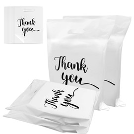 Sacchetti Regalo Pack of 100, sacchetti postali di plastica neri, sacchetti di ringraziamento portatili, borse di merchandise per piccole imprese, sacchetti autoadesivi Goody per matrimoni (White)
