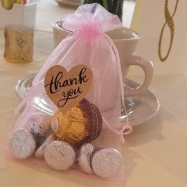 Jwsqmc 5 x 7 Inch Organza Gift Bag with Drawstring for Jewelry,Candy,Set of 100 Pink Sachet,Sheer Fabric Mesh Pouches transparentes reutilizables para la ducha del bebé, cumpleaños para hombres