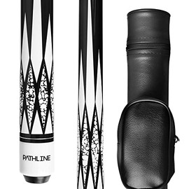 Pathline PLN Pool Cue Kit - 58 inch Canadian Maple Billiard Pool Stick and Hard Case (White 19oz)