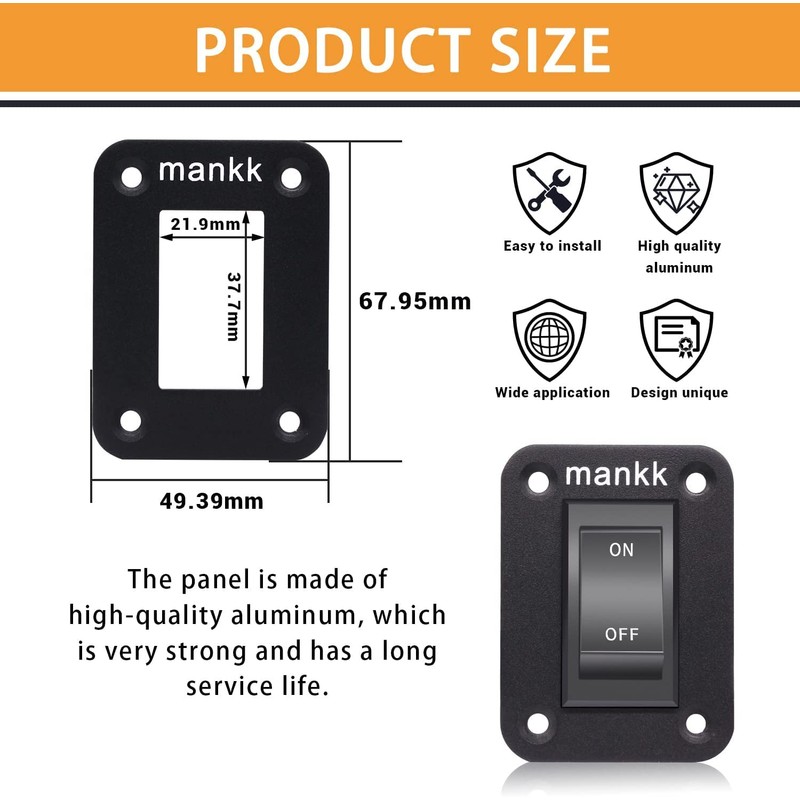 Taiss On-Off Switch 12V 20A 4 Pins DPST Rocker Switch