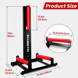 ALL4DETAIL 360° Rolling Wheel Detailing Stand, Heavy Duty Wheel Cleaning Stand for Wheel Tire Rim Cleaning Ceramic Coating, Black
