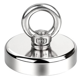 Powmag Magnet 245 kg Tensile Force, Neodymium Eyelet Magnet Diameter 75 x Height 18 mm, High Performance Magnet Ideal for Magnet Fishing, Magnet Strong Large with Eye Bolt and Countersunk Hole for