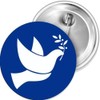 Dove of Peace White on Blue Button 25 mm