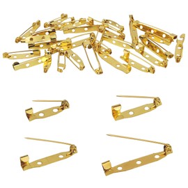 30 Pcs Brooch Pins, 4 Sizes Pack, Gold Boutonniere Pins Bar Pins Badge Pins Safety Pins for DIY Craft Badge Name Tag (Gold)