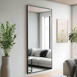 NeuType Full Length Mirror, Large Wall Mirror, Dressing Mirror, Home Gym Mirror, 71"x32", Metal Frame, Black