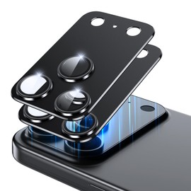 Suttkue for 17 Pro Max Camera Lens Protector,[Anti-Scratch][Easy to Install][ Black Circle Design ][Aluminum alloy][Military Grade Shatterproof] Case Friendly, High Definition-2 Pack