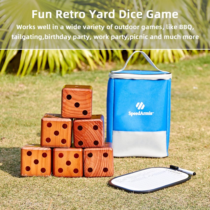 SpeedArmis Giant Wooden Yard Dice Set - Large Lawn yatzee