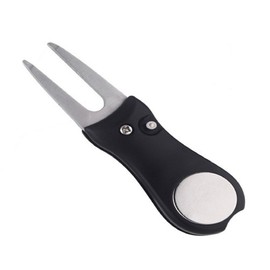 LL-Golf ® Folding Divot Tool with Coin for Ball Marking / Repair Tool for Divots on the Green/Pitch Fork/Divot Tool