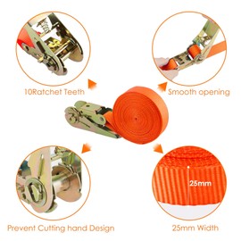 2 Piece Ratchet Tie Down Straps, Heavy Duty Tensioning Straps, 6M x 25mmx 800G Heavy Duty Ratchet Tie Down Tensioning Strips, Adjustable Lashing, for Motorcycle, Car, Trailer, Home