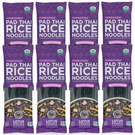 Lotus Foods Organic Forbidden Rice Pad Thai Noodles - Asian Style Noodles for Pho or Stir Fry, Gluten Free, Vegan, Whole Grain, Non GMO, Serve Hot or Cold - 8 Oz (Pack of 8)