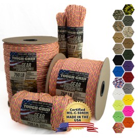 TOUGH-GRID Premium 750lb Paracord Rope - Made in USA - 100% Nylon Type IV Mil-Spec - UV & Abrasion Resistant - Heavy Duty Strands - Outdoor Survival Rope - Used by US Military - 200Ft. - Neon Dreams
