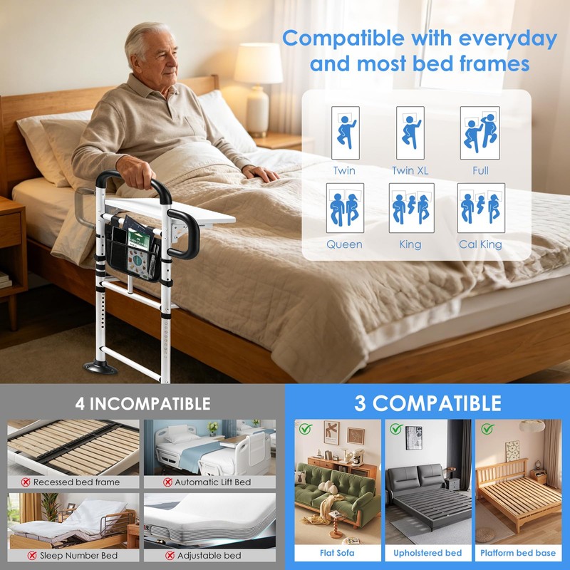 AMOVO Bed Rails for Elderly Adults Safety ASTM Certified 600LBS