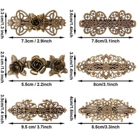 6 Pieces Vintage Hair Barrettes for Women Retro French flower Hair Clips Metal Bronze Hair Pins for Women Girl Hair Styling Accessories