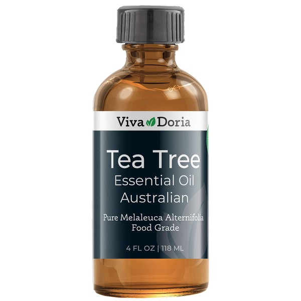 Viva Doria 100% Pure Tea Tree Essential Oil, Undiluted, Food Grade, Australian Tea Tree Oil, 118 mL (4 Fl Oz)