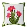 Pink Daffodil Flower Embroidered Cushion Covers, Colourful Decorative Floral Square