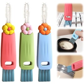 Genérico Cepillo de Limpieza 3 en 1 para Tapas de Tazas y Botellas, Cepillo Multifuncional Portátil para Ranuras y Espacios Reducidos, Limpiador para Vasos y Accesorios de Cocina (3 Piezas)