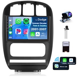 Car Radio for Dodge Caravan Chrysler Town&Country 01-07【4+64G】 Android Stereo Wireless CarPlay Android Auto,10.1 inch IPS Car Stereo Bluetooth5.0,GPS,WiFi,SWC,59UI,32EQ AI DSP+HD Backup Camera