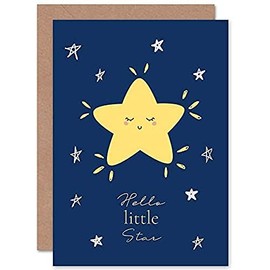 Wee Blue Coo New Baby Hello Little Star Sealed Greeting Card Plus Envelope Blank inside