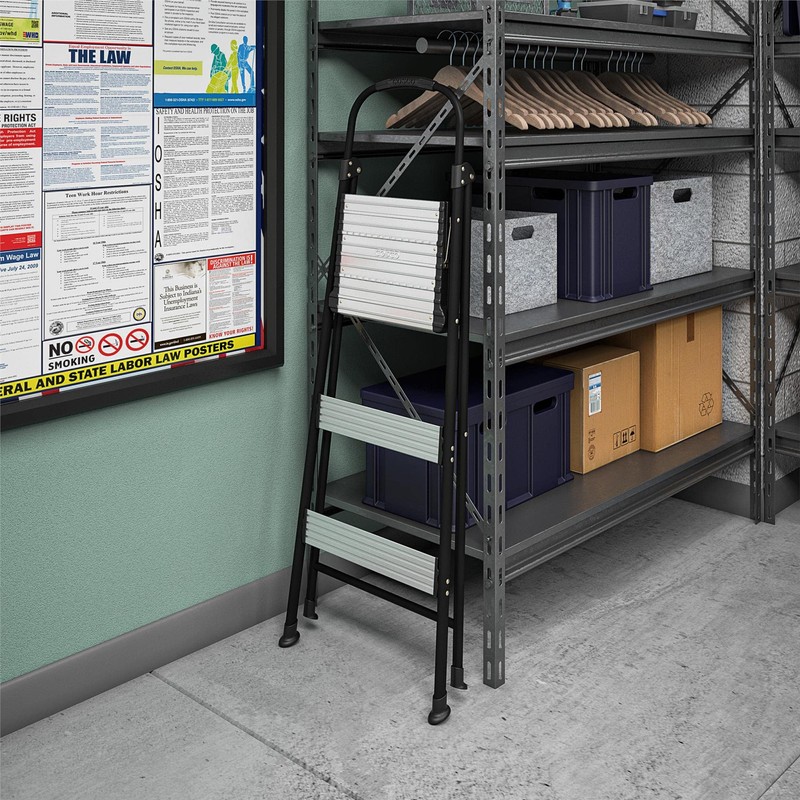 COSCO Lightweight Three-Step Folding Step Stool for Home Use -
