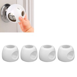 Tnfeeon 4pcs Baby Door Knob Safety Covers, Lockable Design Door Knob Lock Covers, Hard to Remove Dual Lock Door Handle Covers, Fits Most Knobs