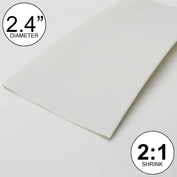 Yongli 2.4" ID White Heat Shrink Tube 2:1 ratio polyolefin