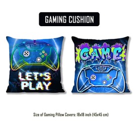 Cosymate Pack of 2 Gaming Cushion Covers Gamer Pillow Covers Bedroom Accessories for Gaming Themed Sofa Bedroom Car Office Decor, 18x18inch, Video Game Controller Patterns