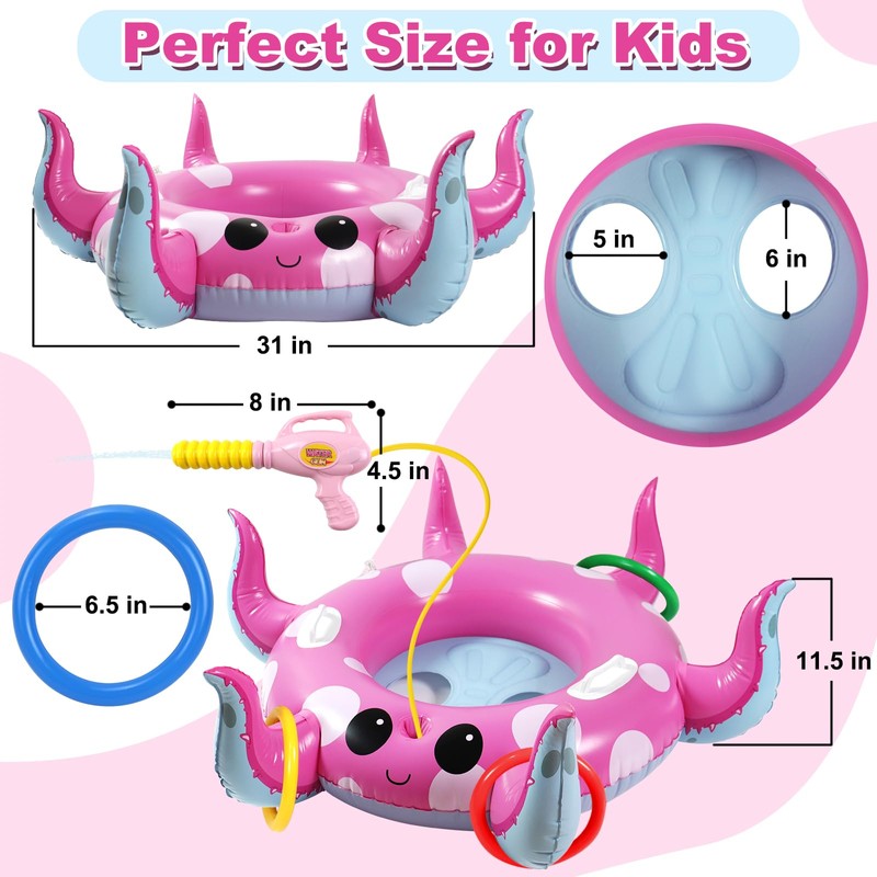 Motiloo Octopus Kids Pool Float with Water Gun - Toddler