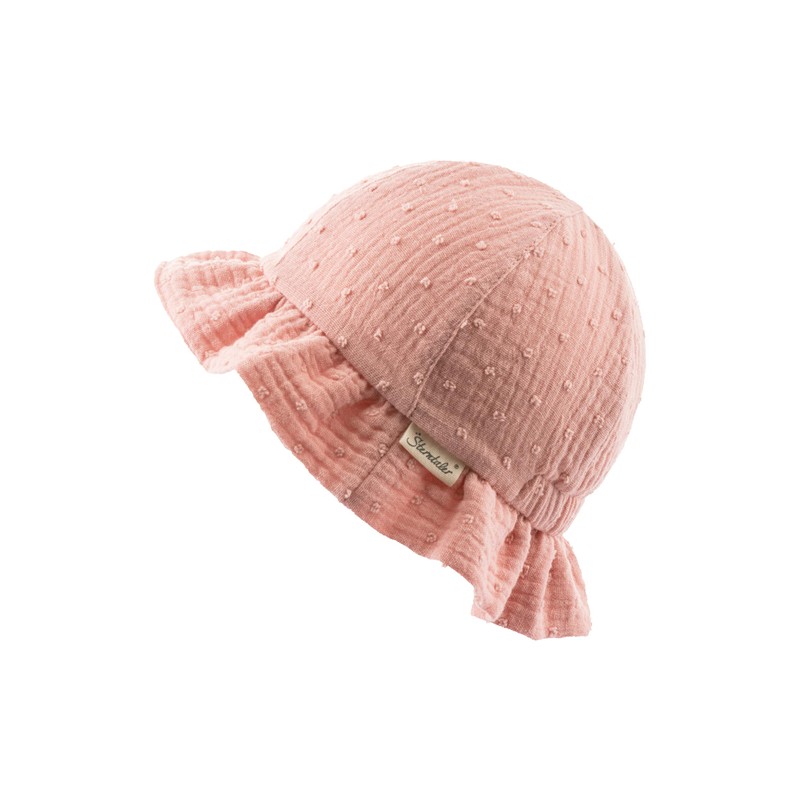 Sterntaler Girls' Muslin Printed Polka Dot Hat, Matt Pink, 51
