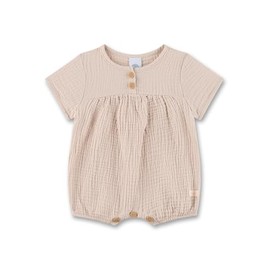 Sanetta Newborn Romper Short Made of Muslin Beige Practical and Comfortable Player Made of Organic Cotton for Girls and Boys. Baby Jumpsuit, beige, 16