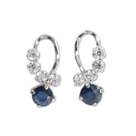 Four Leaf Clover: Sa520 Sapphire Cubic Zirconia Earrings, 14K White Gold, 14K Gold, 14k Gold, September Birthstone, Birthday Gift, For Women, Cubic Zirconia