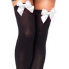 Leg Avenue Nylon Thigh Highs with Bow (Black/White)