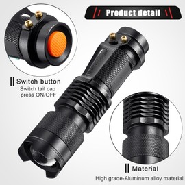 Honoson 4 Pieces Red Light Flashlight LED Single Mode Torch 1 Mode Scalable Red Lens Filter Flashlight for Night Astronomy Aviation Observation Beach Turtle Safe