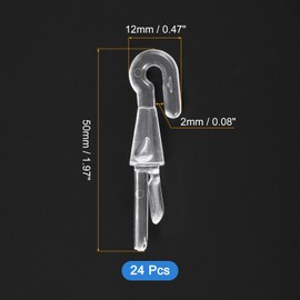 uxcell Blind Wand Hook, 6Pcs 2" x 0.5" - Plastic Vertical Blinds Replacement Parts, Tilt Wand Rotating Tip Hook Repair for Broken Blind Parts (Transparent)