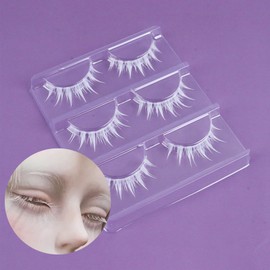 Manga Lashes Natural Wet Look Wispy Spiky Lashes Anime Eyelashes Wispy Natural Lashes Extension Strip Japanese Style Fake Eye Lashes Handmade (White 3 Pairs)