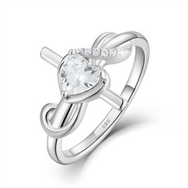 STARCHENIE Note Cross Ring for Women 925 Sterling Silver Treble Clef Jewelry Rings Size 9