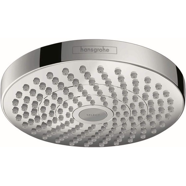 hansgrohe Croma Select S 7-inch Water Saving Low Flow Showerhead Modern 2-Spray Rain, IntenseRain with QuickClean in Chrome, 04388000