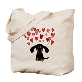CafePress Cute Dachshund Natural Canvas Tote Bag, Reusable Shopping Bag