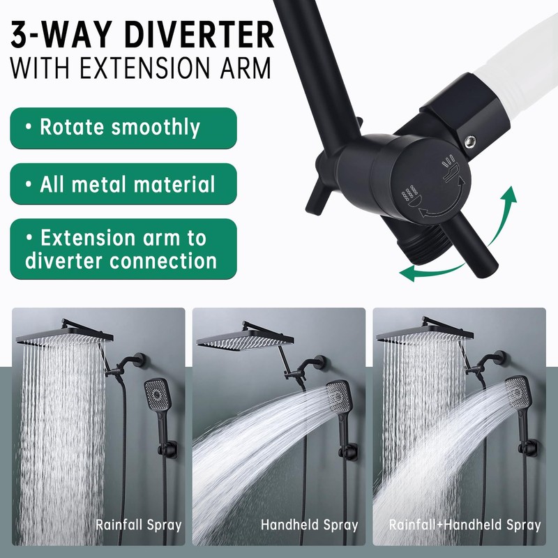 V-Frankness Shower Heads with Handheld Spray Combo, 13 Inches Rain