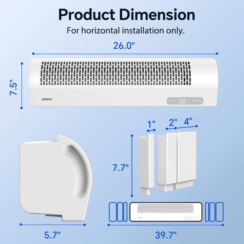 shinic Window Fan with Reversible Airflow, 4 Speeds, Thermostat Remote