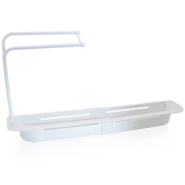 BITUXX Sink Organiser Sponge Holder Caddy Kitchen Aid Dishwasher Organiser Dish Cloth Holder Drain Basket (White)