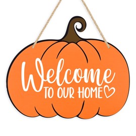Fall Decorations for Home Fall Decor for Kitchen Wall Autumn Pumpkin Decorations for Porch Welcome to Our Home Autumn Decor Hanging Sign (Wood 2006)