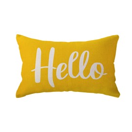 ULOVE LOVE YOURSELF Hello Lumbar Throw Pillow Covers Farmhouse Rustic Decorative Rectangular/Waist Pillowcases 12 x 20 Inch Front/Porch Welcome Decor Cushion Covers Housewarming Gifts (Yellow)