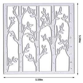 Hying Bamboo Tree Leaves Cutting Dies for Card Making, Square Frame Die Cuts Trees Background Dies Stencils Embossing Template for Craft Scrapbooking DIY Photo Album Decorations