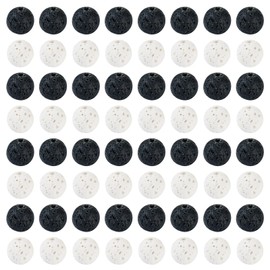 PandaHall 360pcs Natural Lava Rock Beads 8mm Round Gemstone White Black Beads Volcanic Rock Stone for Jewelry Making DIY Crafts Bracelet Necklace Earring