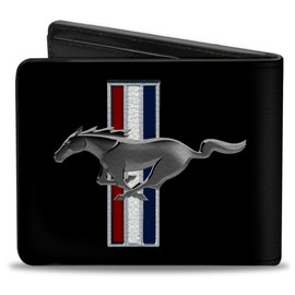 Buckle Down Men's Wallet Ford Mustang W/Bars Logo Centered Bi-Fold, Multi, One Size