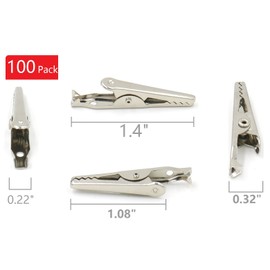 iexcell 100 Pcs 1.4 Inches / 35 mm Steel Alligator Clip Crocodile Clamps, Silver Tone Nickel Plated, Come in a Plastic Case